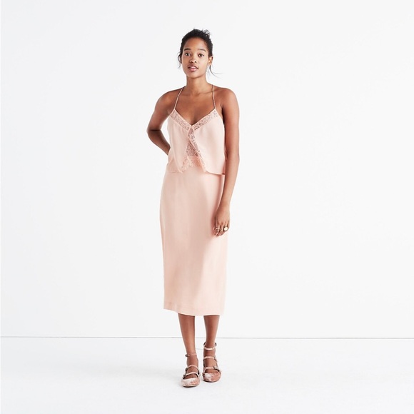 Madewell Dresses & Skirts - Silk Lowlight Lace-Inset Midi Dress